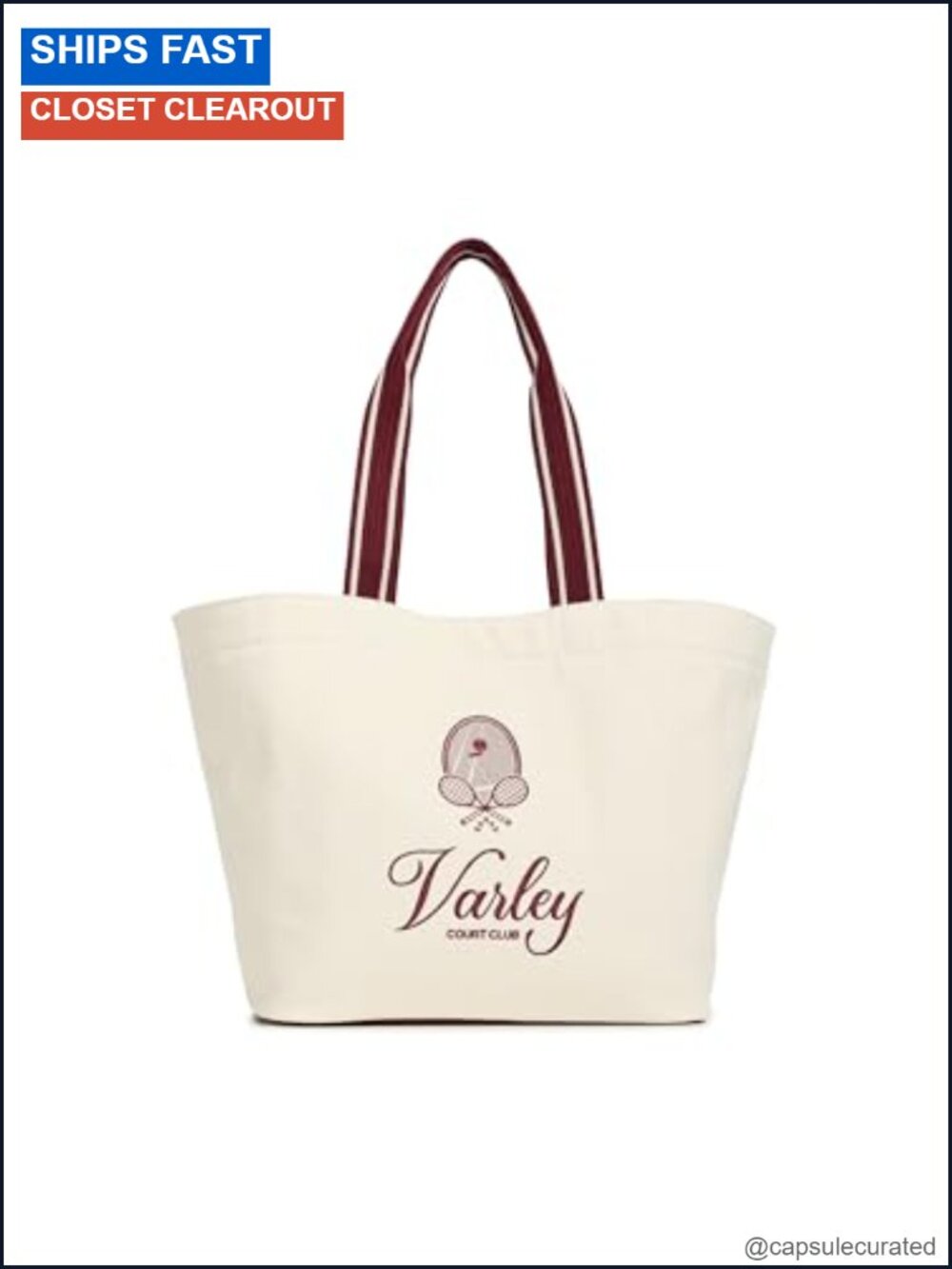 Robinson Canvas Club Tote Bag Embroidered Structured Shoulder Bag